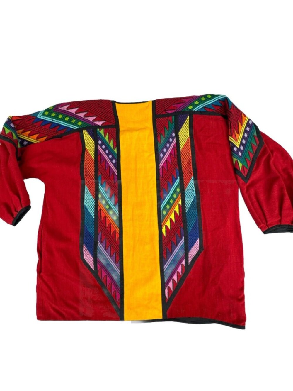 Theologos Art Kimono Shacket Vibrant Multicolored Needlepoint Design Open Front - Picture 15 of 16